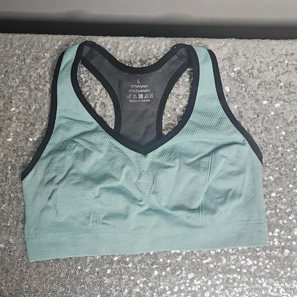 No-brand Women's Green and Blue Bra